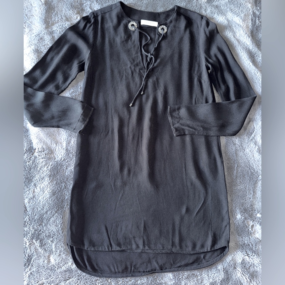 Sandro Paris long sleeve shirt dress with crystal embellishments size 1
